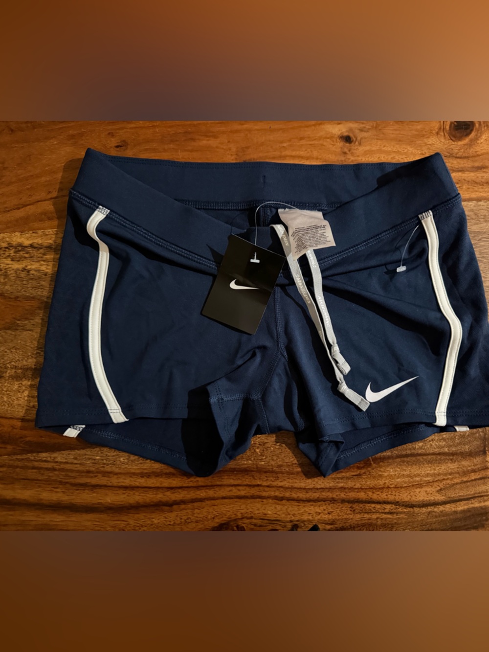 Nike Navy Blue and White Athletic Shorts